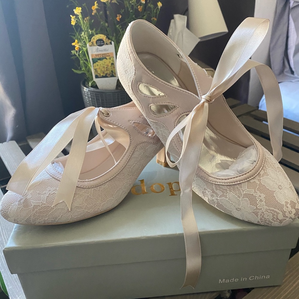 Wedopus Mary Jane Lace And Satin Wedding Shoes